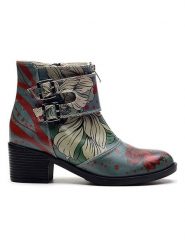 Goby Sztyblety w kolorze beżowo-błękitnym ze wzorem rozmiar: 39. Brązowe botki Goby, bez wzorów, z materiału, z okrągłym noskiem, bez obcasa, bez zapięcia. Za 347.99 zł.