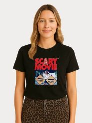 WOOOP Koszulka "Scary Movie Official Safety vs Death" w kolorze czarnym rozmiar: M. Czarne bluzki Wooop, m, bez wzorów, z bawełny, bez kołnierzyka, bez ramiączek. Za 56.99 zł.