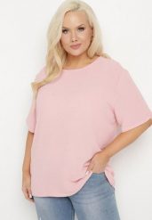 Różowa Klasyczna Bluzka z Krótkim Rękawem Nilbia. Czerwone bluzki Born2be, plus size, bez wzorów, z jeansu, biznesowe, bez kołnierzyka, plus size, bez ramiączek. W wyprzedaży za 38.24 zł.