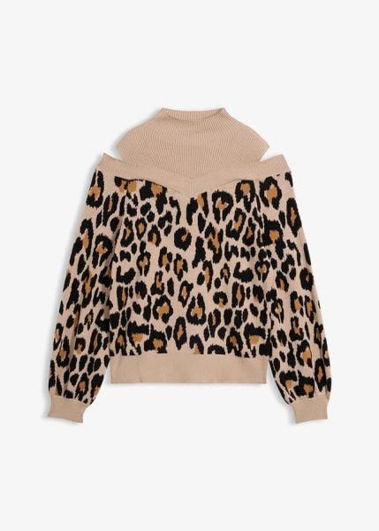 Sweter z odsłoniętymi ramionami. Brązowe swetry bonprix, bez wzorów, bez ramiączek. Za 129.99 zł.