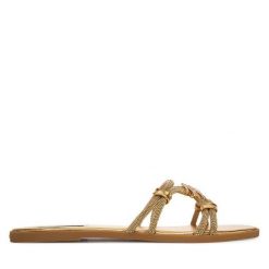 Klapki KARL LAGERFELD. Żółte klapki KARL LAGERFELD, bez wzorów, bez obcasa. Za 547.99 zł.