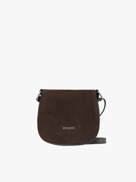 Czekoladowa torebka podkowa. Brązowe listonoszki Brawo sp. z o.o., bez wzorów, z dzianiny, małe, bez dodatków. Za 229.99 zł.