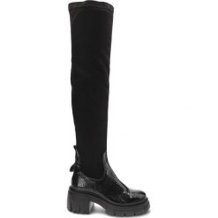 Czarne Muszkieterki Maciejka Modne Buty Damskie. Czarne kozaki Maciejka, ze skóry, bez obcasa, na obcasie, bez zapięcia. Za 409.00 zł.