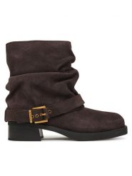 MICHAEL Michael Kors Botki Colby 40F5COFE5S Brązowy. Brązowe botki MICHAEL Michael Kors, bez wzorów, ze skóry, bez obcasa, na słupku, bez zapięcia. Za 1,329.00 zł.