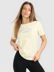 4F T-shirt regular z nadrukiem damski - żółty S. Żółte t-shirty 4f, l, bez wzorów, z bawełny, bez kołnierzyka, bez ramiączek. Za 59.99 zł.