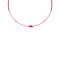 Naszyjnik z różowymi i czerwonymi japońskimi koralikami Miyuki. Czerwone naszyjniki Lilou, z koralem, ze stali. Za 259.00 zł.