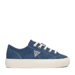 Tenisówki Guess Jeans. Niebieskie trampki Guess Jeans, z aplikacjami, z jeansu, bez zapięcia. Za 199.99 zł.