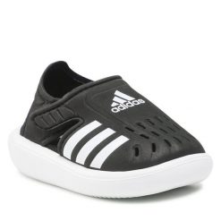 Sandały adidas. Czarne sandały Adidas, bez wzorów, bez obcasa, bez zapięcia. Za 119.99 zł.