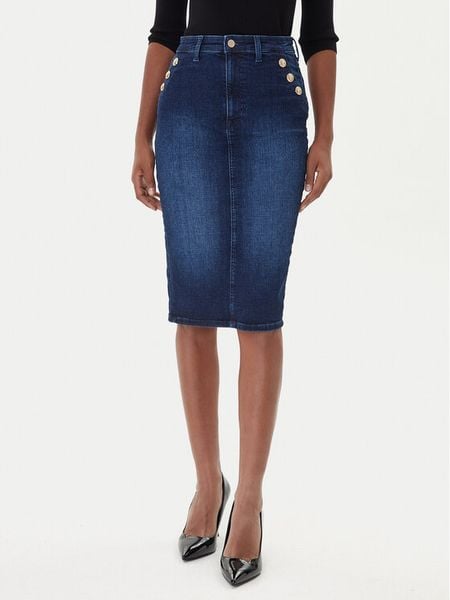 Guess Spódnica jeansowa W5BD1T D0791 Niebieski Regular Fit. Niebieskie spódnice Guess, z aplikacjami, z bawełny. Za 229.99 zł.
