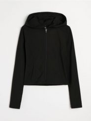 Rozpinana bluza z kapturem slim fit Active - czarny. Czarne bluzy Sinsay, l, bez wzorów, z kapturem. Za 49.99 zł.