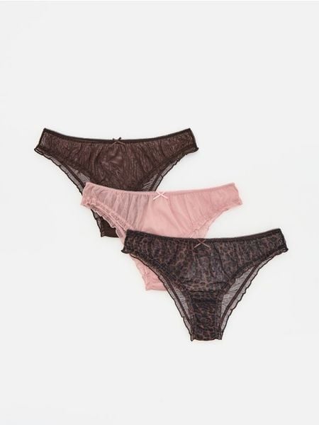 Majtki typu figi 3 pack - ciemnobrązowy. Brązowe figi Reserved, l, bez wzorów. Za 59.99 zł.