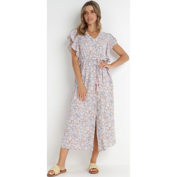 Różowo-Jasnoszara Sukienka Lanby. Czerwone sukienki Born2be, na imprezę, l, z aplikacjami, eleganckie, bez kołnierzyka, bez ramiączek, maxi. Za 99.99 zł.