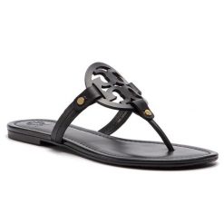 Japonki Tory Burch. Czarne klapki Tory Burch, bez wzorów, bez obcasa. Za 579.99 zł.