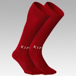 Skarpety piłkarskie Kipsta Essential. Czerwone skarpety KIPSTA, bez wzorów, z elastanu. Za 14.99 zł.