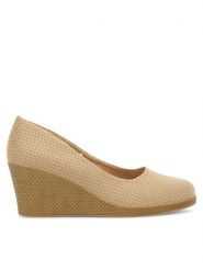 Clara Barson Półbuty WYL3760-2 Beżowy. Brązowe czółenka Clara Barson, bez wzorów, z materiału, bez obcasa, na koturnie, bez zapięcia. Za 119.99 zł.