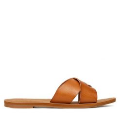 Klapki Roxy. Brązowe klapki Roxy, bez wzorów, bez obcasa. Za 119.99 zł.