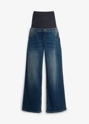 Jeansy ciążowe z bawełny organicznej, wide leg. Brązowe jeansy bonprix, bez wzorów. Za 189.99 zł.