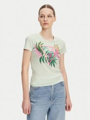 Guess T-Shirt W5GI07 J1314 Turkusowy Slim Fit. Niebieskie t-shirty Guess, xxl, z aplikacjami, z bawełny, bez kołnierzyka, bez ramiączek. Za 129.99 zł.