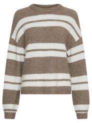 MOSS COPENHAGEN Sweter w kolorze biało-beżowym rozmiar: L/XL. Brązowe swetry Moss Copenhagen, l, bez wzorów, bez ramiączek. Za 210.95 zł.