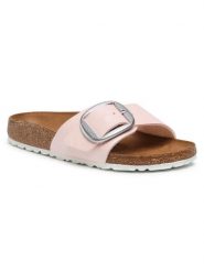 Birkenstock Klapki Madrid Big Buckle 1018773 Różowy. Czerwone klapki Birkenstock, bez wzorów, ze skóry, bez obcasa. Za 499.99 zł.