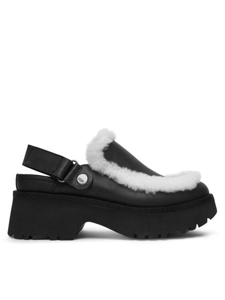 Ugg Klapki W Esmee Leather Clog 1171507 Czarny. Czarne klapki UGG, bez wzorów, ze skóry, bez obcasa. Za 729.99 zł.