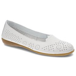 Białe Baleriny Pollonus Elastyczne Buty Ze Skóry. Białe baleriny Pollonus, z aplikacjami, ze skóry, bez obcasa. Za 209.00 zł.