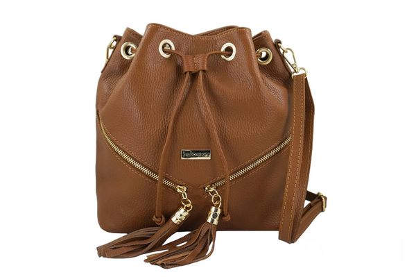 Worek skórzany boho BARBERINI'S 977-12 j. brązowy. Brązowe torebki klasyczne Barberini's, bez wzorów, ze skóry, bez dodatków. Za 212.99 zł.