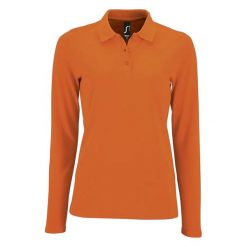 Damska Koszulka Polo Z Długim Rękawem Perfect Pique. Brązowe koszulki sportowe SOL'S, bez wzorów, bez ramiączek. Za 99.99 zł.