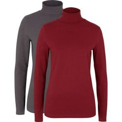 Bluzka z długim rękawem z czystą bawełną organiczną (2 szt.). Czerwone golfy bonprix, bez wzorów, z bawełny, bez ramiączek. Za 84.99 zł.