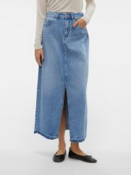 Vero Moda Spódnica dżinsowa w kolorze niebieskim rozmiar: XS. Niebieskie spódnice Vero Moda, xs, bez wzorów, z bawełny, klasyczne, maxi. Za 61.60 zł.