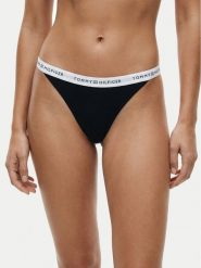 Tommy Hilfiger Stringi UW0UW06228 Czarny. Czarne stringi TOMMY HILFIGER, bez wzorów, z bawełny. Za 69.99 zł.
