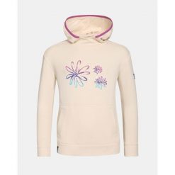 Felpa con cappuccio in cotone da ragazza Kilpi NORTHEN-JG. Brązowe swetry Kilpi, bez wzorów, bez ramiączek. Za 267.13 zł.