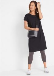 Sukienka T-shirtowa z czystej bawełny organicznej. Zielone sukienki bonprix, bez wzorów, z bawełny, bez kołnierzyka, bez ramiączek. Za 39.99 zł.