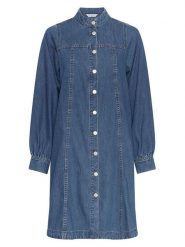 MOSS COPENHAGEN Sukienka dżinsowa "Rylan" w kolorze niebieskim rozmiar: L/XL. Niebieskie sukienki Moss Copenhagen, na co dzień, l, bez wzorów, z bawełny, bez kołnierzyka, bez ramiączek, midi, proste. Za 236.05 zł.