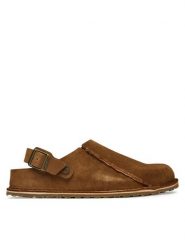 Birkenstock Sandały Lutry Premium 1030235 Brązowy. Brązowe sandały Birkenstock, bez wzorów, ze skóry, bez obcasa, na płaskiej podeszwie, bez zapięcia. Za 719.99 zł.