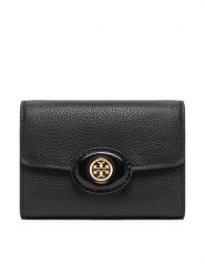 Tory Burch Mały Portfel Damski 165002 Czarny. Czarne portfele Tory Burch, bez wzorów, ze skóry. Za 809.99 zł.