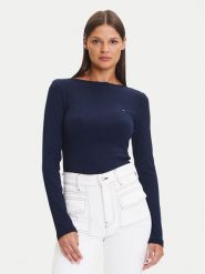Tommy Hilfiger Bluzka WW0WW47309 Granatowy Slim Fit. Niebieskie bluzki TOMMY HILFIGER, xl, bez wzorów, z wiskozy, bez kołnierzyka, bez ramiączek. Za 239.99 zł.