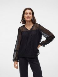 Vero Moda Bluzka w kolorze czarnym rozmiar: XS. Czarne bluzki Vero Moda, xs, bez wzorów, z poliesteru, bez kołnierzyka, bez ramiączek. Za 48.39 zł.