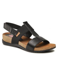 Sandały Go Soft. Czarne sandały GO SOFT, bez wzorów, bez obcasa, na płaskiej podeszwie, bez zapięcia. Za 179.99 zł.