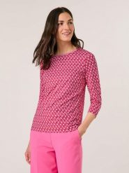 Gerry Weber Koszulka w kolorze biało-jasnoróżowo-czerwonym rozmiar: 40. Białe bluzki Gerry Weber, bez wzorów, z bawełny, bez kołnierzyka, bez ramiączek. Za 96.83 zł.