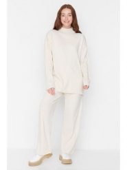 Trendyol 2-częściowy zestaw w kolorze kremowym rozmiar: L. Brązowe swetry Trendyol, l, bez wzorów, bez ramiączek. Za 78.99 zł.