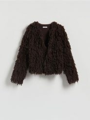 Kardigan z frędzlami - brązowy. Brązowe kardigany Reserved, l, bez wzorów, z dzianiny. Za 259.99 zł.