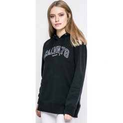 Calvin Klein Jeans - Bluza. Czarne bluzy sportowe Calvin Klein Jeans, l, z aplikacjami, z bawełny, z kapturem. W wyprzedaży za 299.90 zł.
