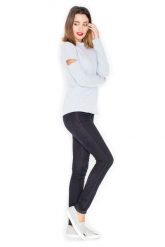 Jasno Szara Dresowa Bluzka z Rozcięciem na Ramieniu. Szare bluzki Katrus, xl, bez wzorów, z dresówki, bez kołnierzyka, bez ramiączek. Za 189.00 zł.