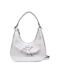 Calvin Klein Torebka Bold Ck Outline Mtl Shoulder Bag LV04F3897G Srebrny. Szare torebki klasyczne Calvin Klein, bez wzorów, ze skóry, bez dodatków. Za 409.99 zł.