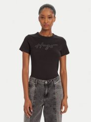 HUGO T-Shirt Deloris 50532137 Czarny Regular Fit. Czarne t-shirty Hugo, xxl, bez wzorów, z bawełny, bez kołnierzyka, bez ramiączek. Za 299.99 zł.
