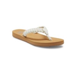 Klapki plażowe dla Kobiety PORTO Biały. Brązowe klapki Roxy, bez wzorów, z bawełny, bez obcasa. Za 129.99 zł.