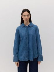 Jeansowa koszula z lyocellem - niebieski. Niebieskie koszule Reserved, l, bez wzorów, z bawełny, bez kołnierzyka, bez ramiączek. W wyprzedaży za 69.99 zł.