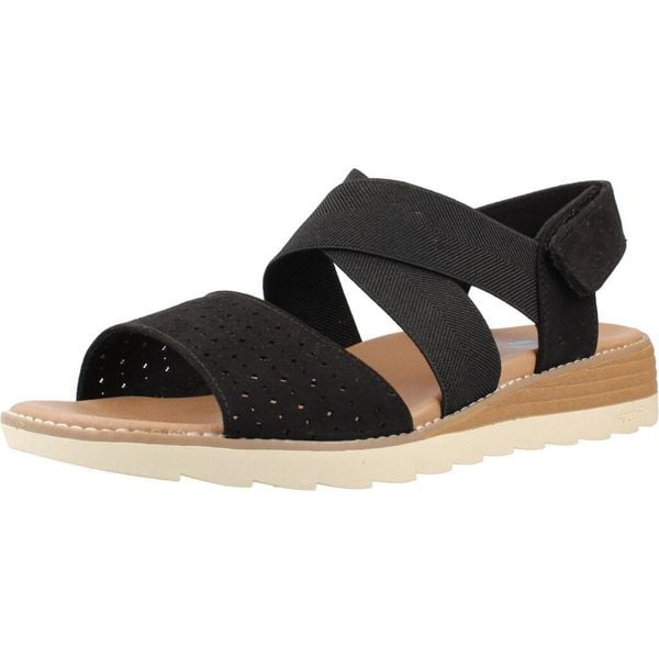 Sandały SKECHERS 113890S Czarny. Czarne sandały Skechers, bez wzorów, ze skóry, bez obcasa, bez zapięcia. Za 203.99 zł.