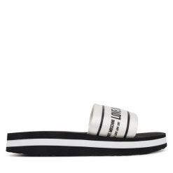 Klapki LOVE MOSCHINO. Białe klapki Love Moschino, bez wzorów, bez obcasa. Za 669.99 zł.